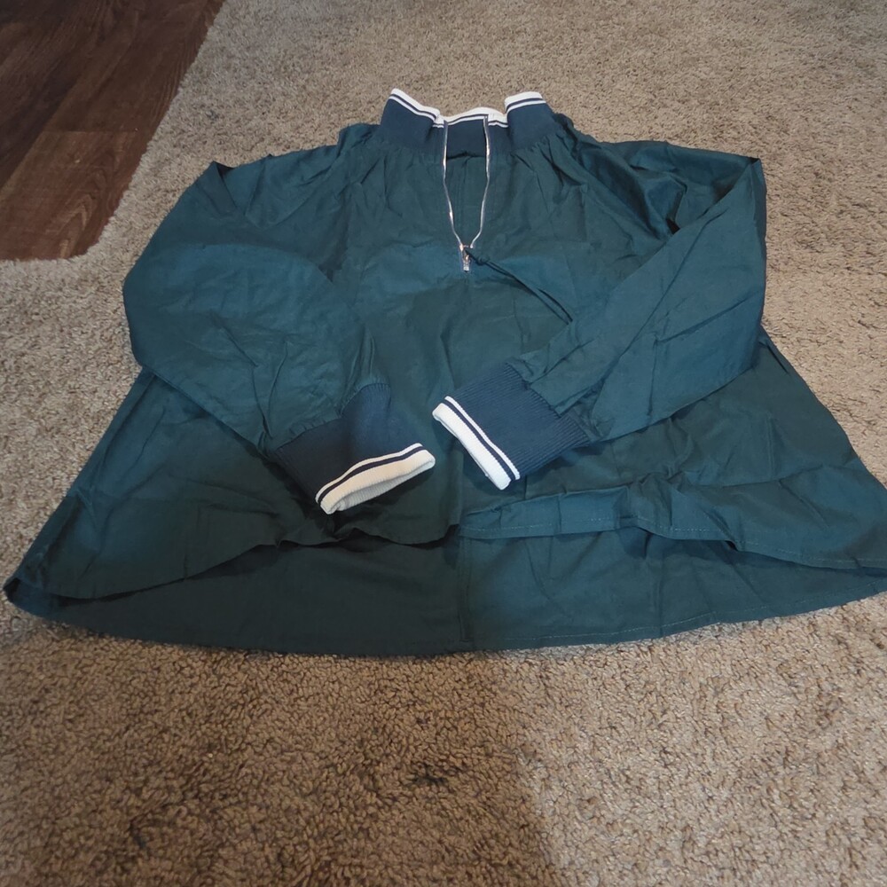 Unbranded 1/4 Zip Pullover Green Jacket Retro Slouchy Size S Casual Windbreaker